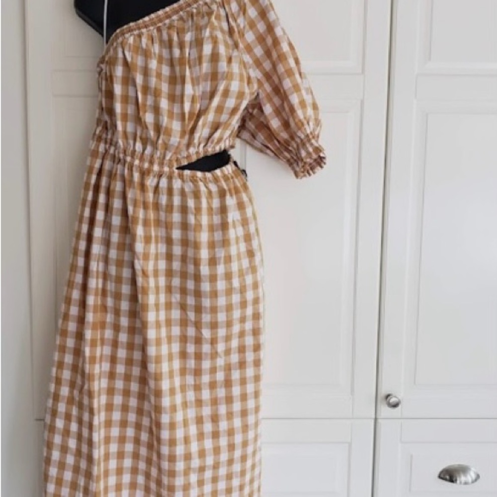 Who What Wear Tan One Shoulder Sundress